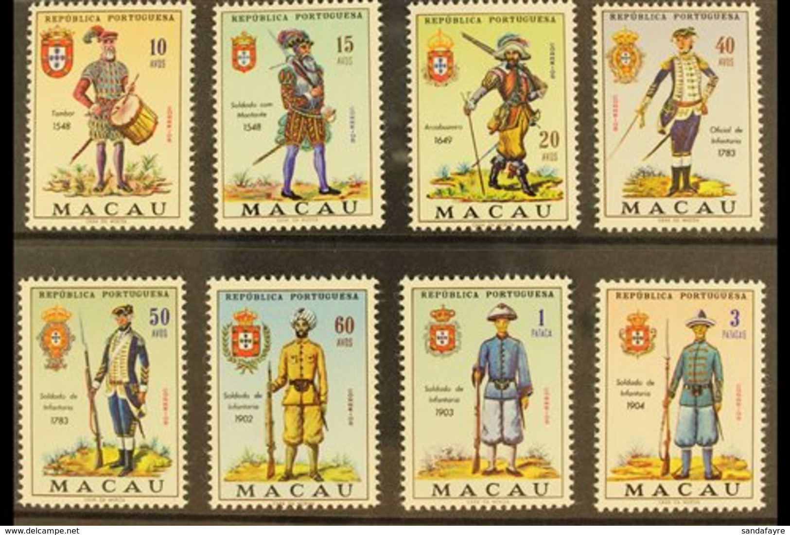 MACAO 1966 Military Uniforms Complete Set, SG 496/503, Fine Never Hinged Mint, Very Fresh. (8 Stamps) For More Images, P - Other & Unclassified