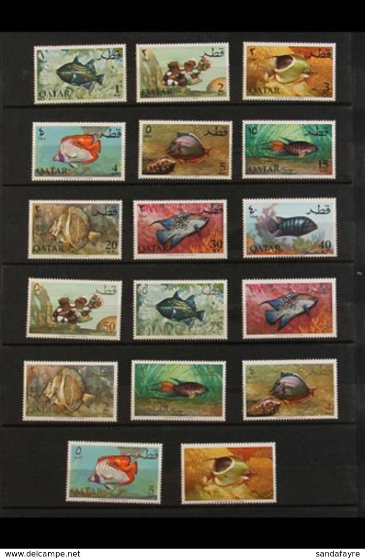 1965-86 NEVER HINGED MINT COLLECTION ALL DIFFERENT, Includes 1965 ITU & Fish Defins Sets, 1966 Games, Space Rendezvous   - Qatar