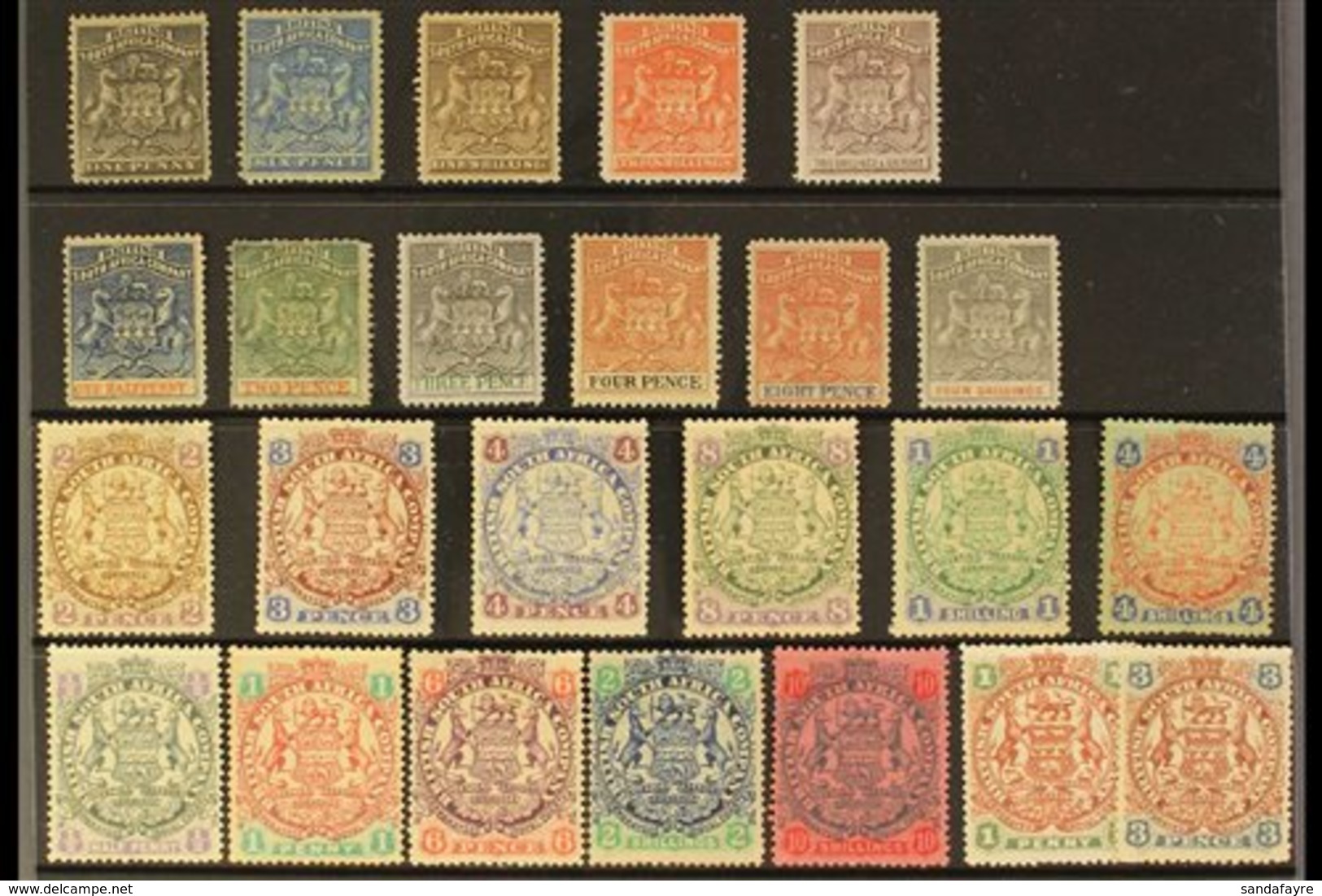 1892-1897 MINT BSAC "ARMS" ASSEMBLY. An ALL DIFFERENT Mint Selection Presented On A Stock Card That Includes 1892-93 Sin - Otros & Sin Clasificación