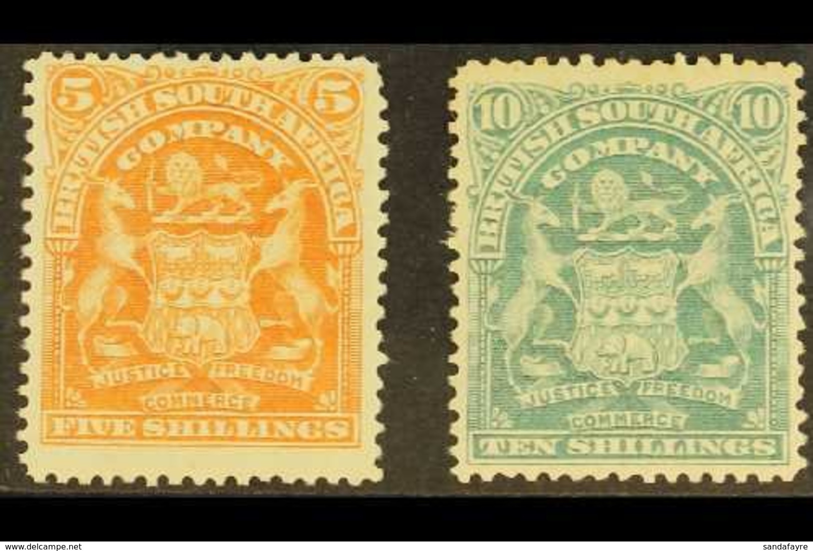 1898 5s Brown Orange And 10s Grey Green Arms, SG 87, 89, Very Fine And Fresh Mint. (2 Stamps) For More Images, Please Vi - Andere & Zonder Classificatie