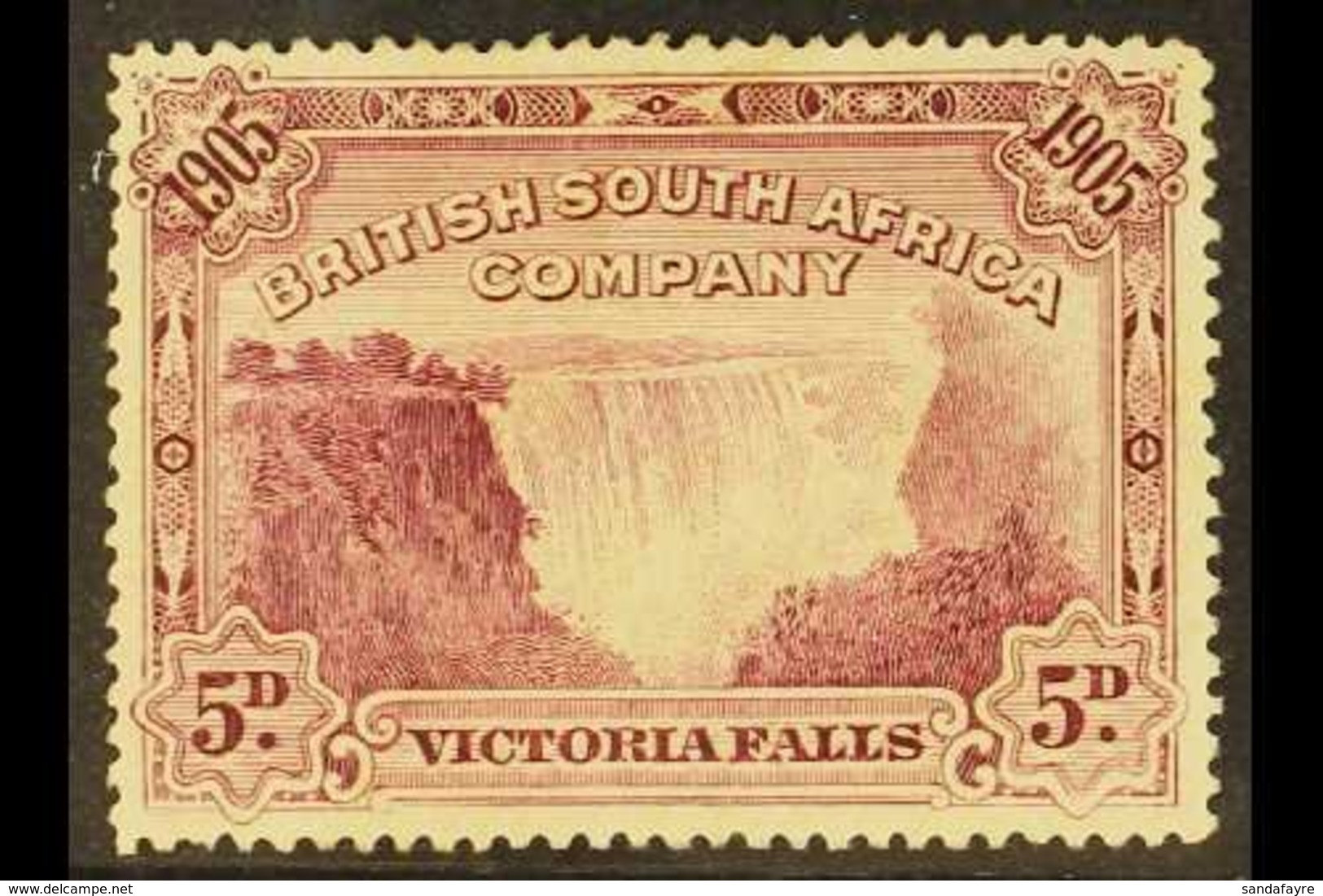 1905 5d Claret, P.14½ Victoria Falls, VARIETY, Similar To "Bird In Tree," SG 96, Mint. This Variety, Similar To That Lis - Otros & Sin Clasificación