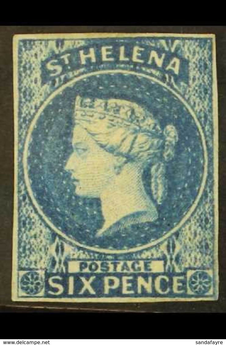 1856 6d Blue, Watermark Large Star, Imperf, SG 1, Fine Mint With Four Neat Margins. For More Images, Please Visit Http:/ - Sainte-Hélène