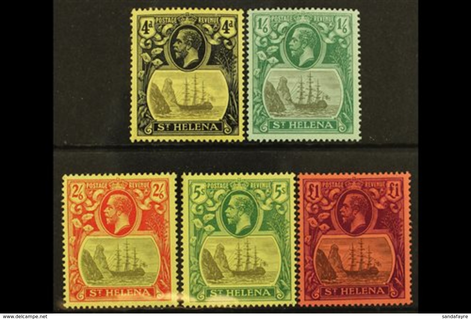 1922-37 Multi CA Watermark Set, SG 92/96, Fine Mint (5 Stamps) For More Images, Please Visit Http://www.sandafayre.com/i - Isla Sta Helena