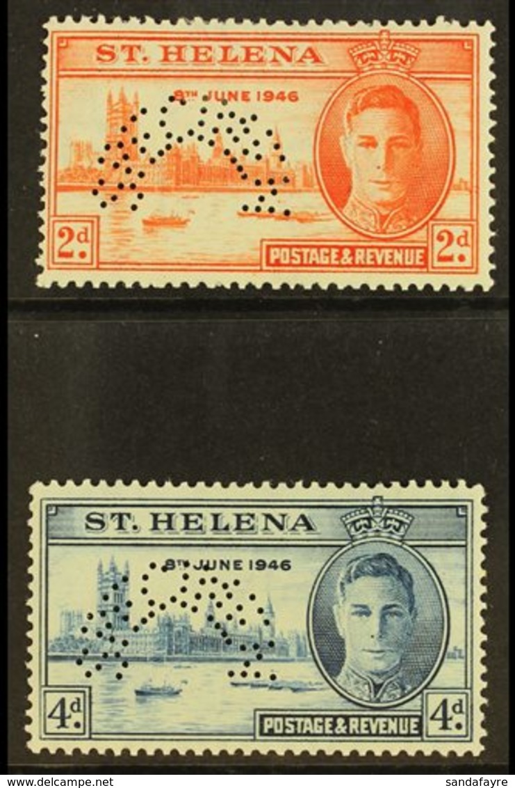 1946 Victory Set Complete, Perforated "Specimen", SG 141s/142s, Very Fine Mint. (2 Stamps) For More Images, Please Visit - Isla Sta Helena