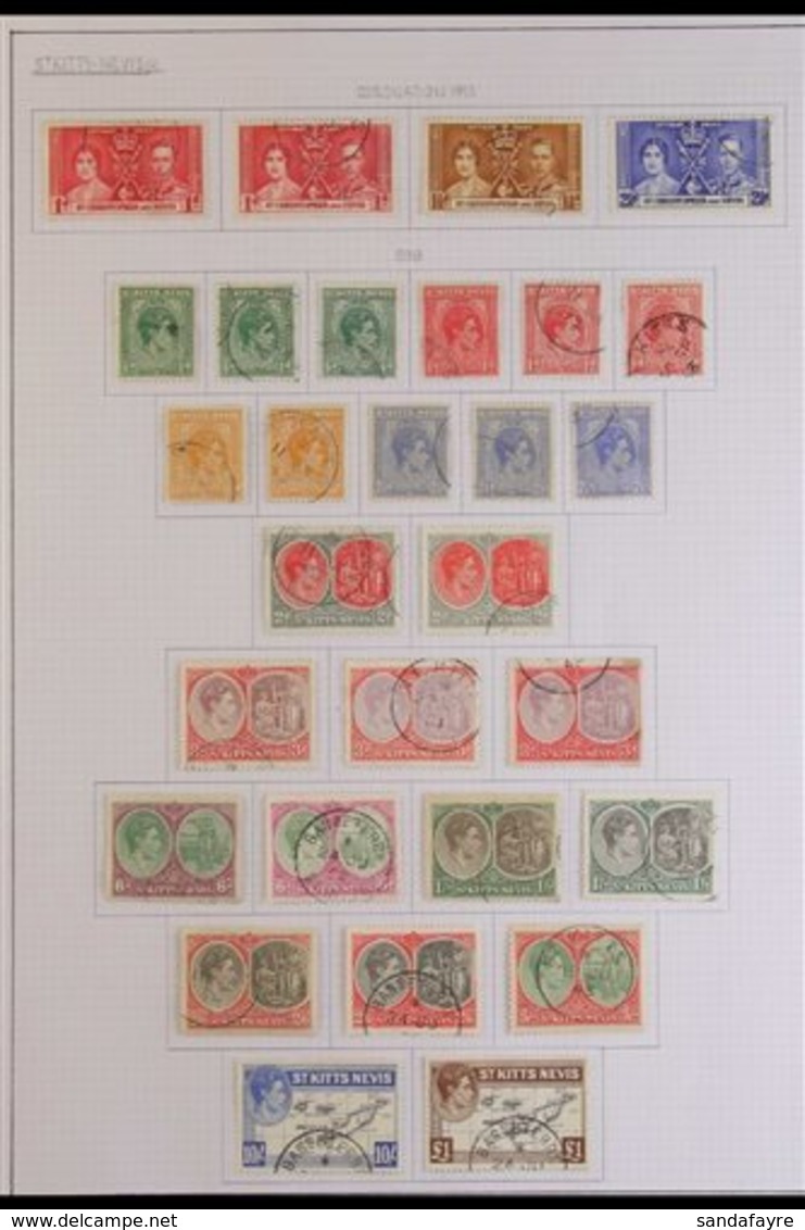 1937-1957 USED COLLECTION OF SETS. A Delightful Collection Of Sets That Includes The 1938-50 KGVI Definitive Set F All V - St.Kitts En Nevis ( 1983-...)