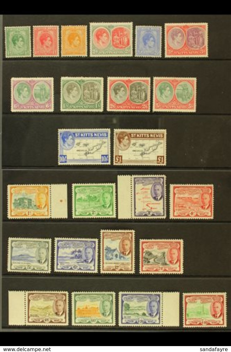 1938-1952 DEFINITIVE SETS. 1938-50 Complete Set, SG 68/77f (all High Values Are NHM) And 1952 Complete Set, SG 94/105, F - St.Kitts Y Nevis ( 1983-...)