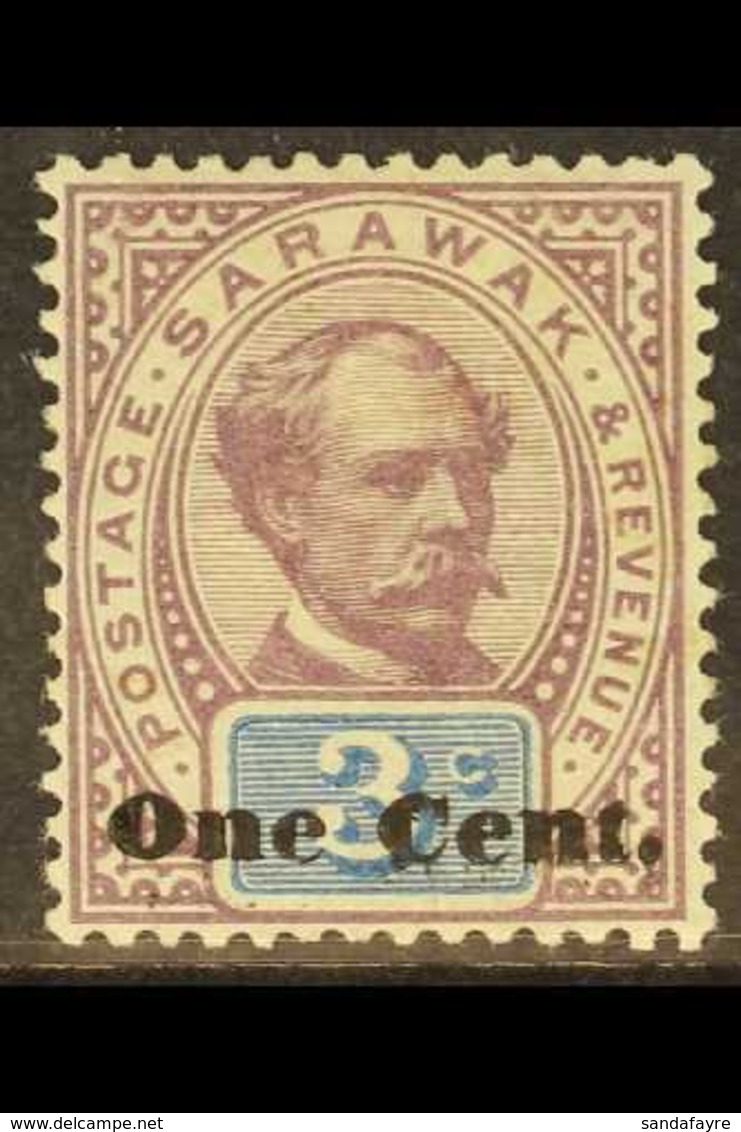 1889-92 1c On 3c Purple And Blue, SG 22, Fine Mint. For More Images, Please Visit Http://www.sandafayre.com/itemdetails. - Sarawak (...-1963)