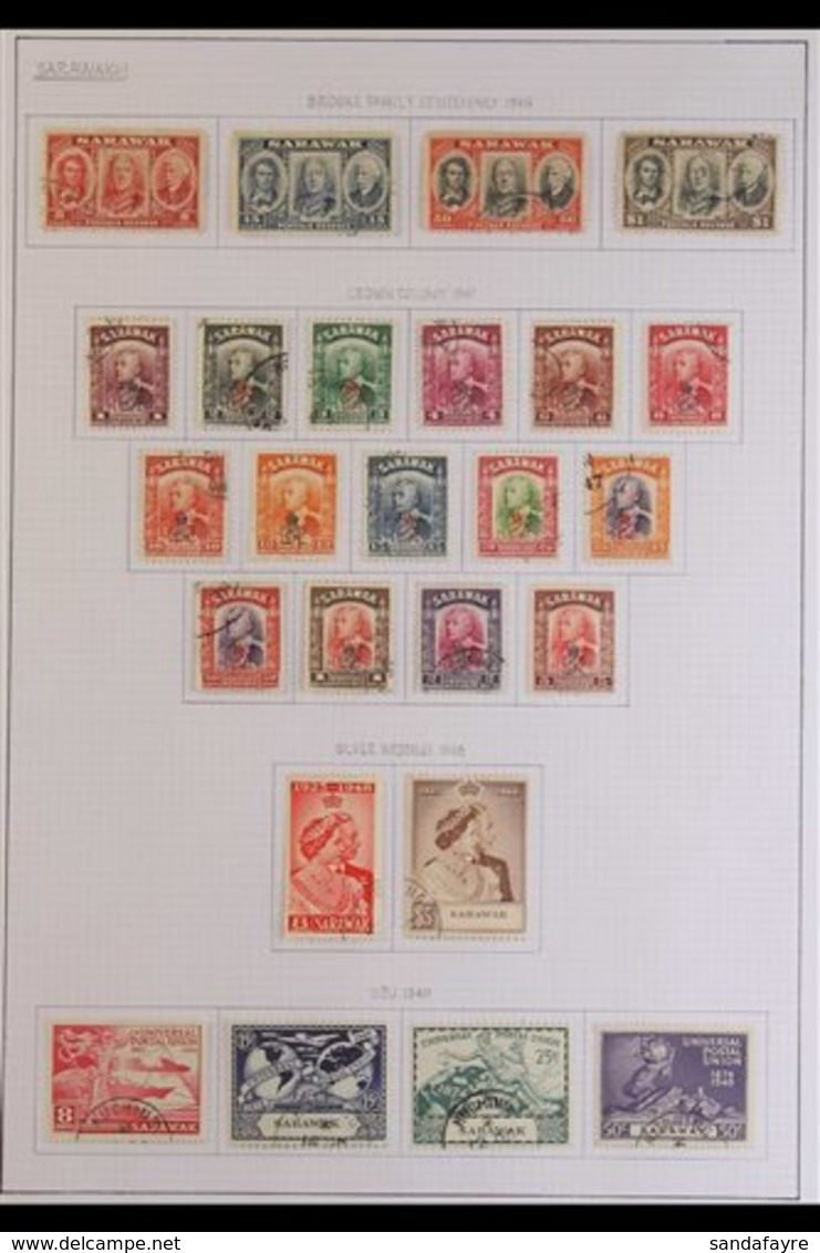 1946-1977 COLLECTION OF USED SETS Presented On Sleeved Album Pages That Includes The 1946 Brooke Centenary Set, 1947 Cro - Sarawak (...-1963)