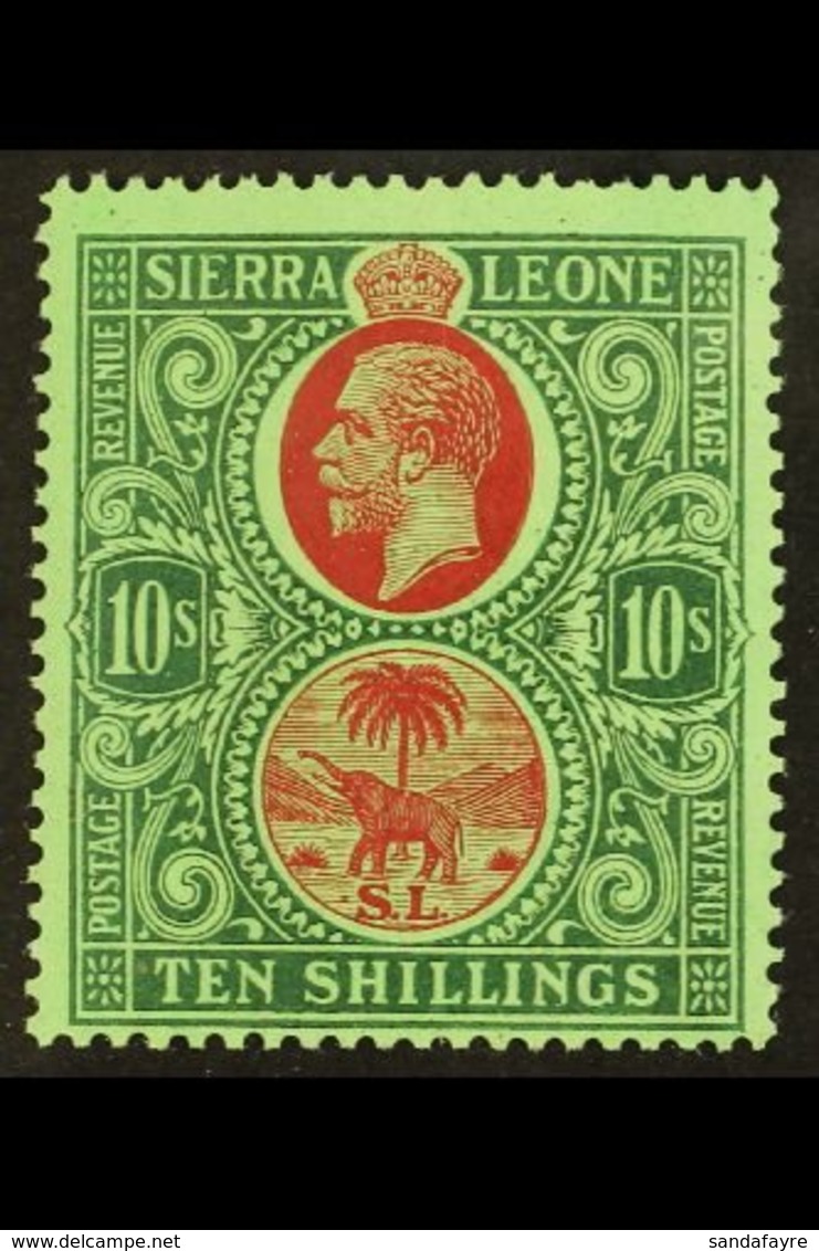 1921-27 10s Red And Green On Green, SG 146, Very Fine Mint. For More Images, Please Visit Http://www.sandafayre.com/item - Sierra Leona (...-1960)