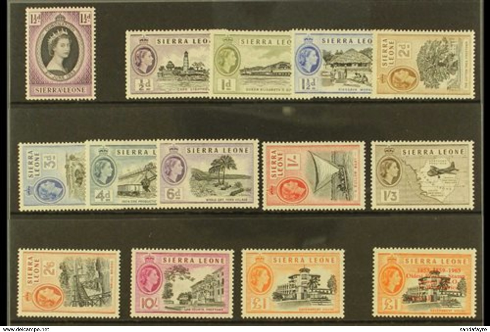 1953-63 NHM COLLECTION Presented On A Stock Card That Includes The 1956-61 Definitive Set & The 1963 Opt'd £1. Lovely !  - Sierra Leone (...-1960)