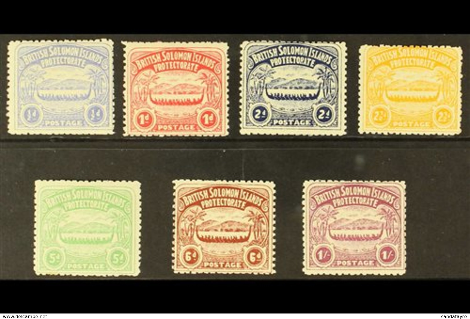 1907 "Large Canoe" Complete Set, SG 1/7, Fine Mint. Fresh And Attractive! (7 Stamps) For More Images, Please Visit Http: - Salomonseilanden (...-1978)