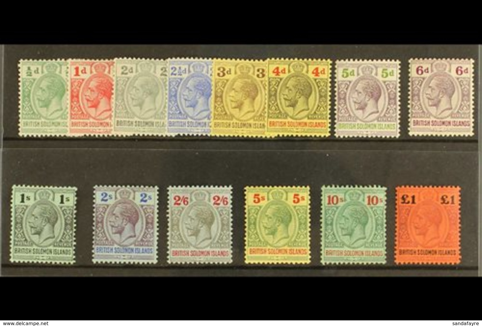 1914-23 Wmk Mult Crown CA Definitives Complete Set, SG 22/38, Fine Mint (14 Stamps) For More Images, Please Visit Http:/ - Islas Salomón (...-1978)