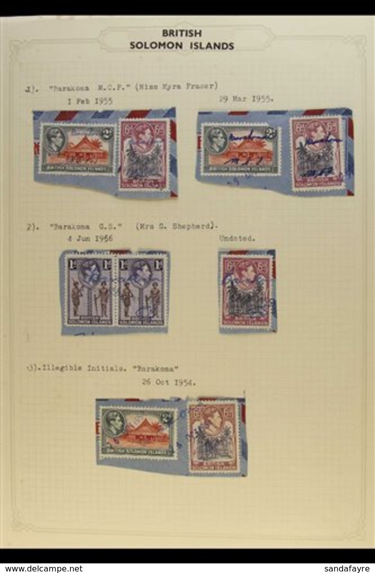 1954-56 CANCELLATIONS COLLECTION An Interesting Selection Of KGVI Issues On Ten "Pieces"bearing Manuscript Cancels Or Si - British Solomon Islands (...-1978)