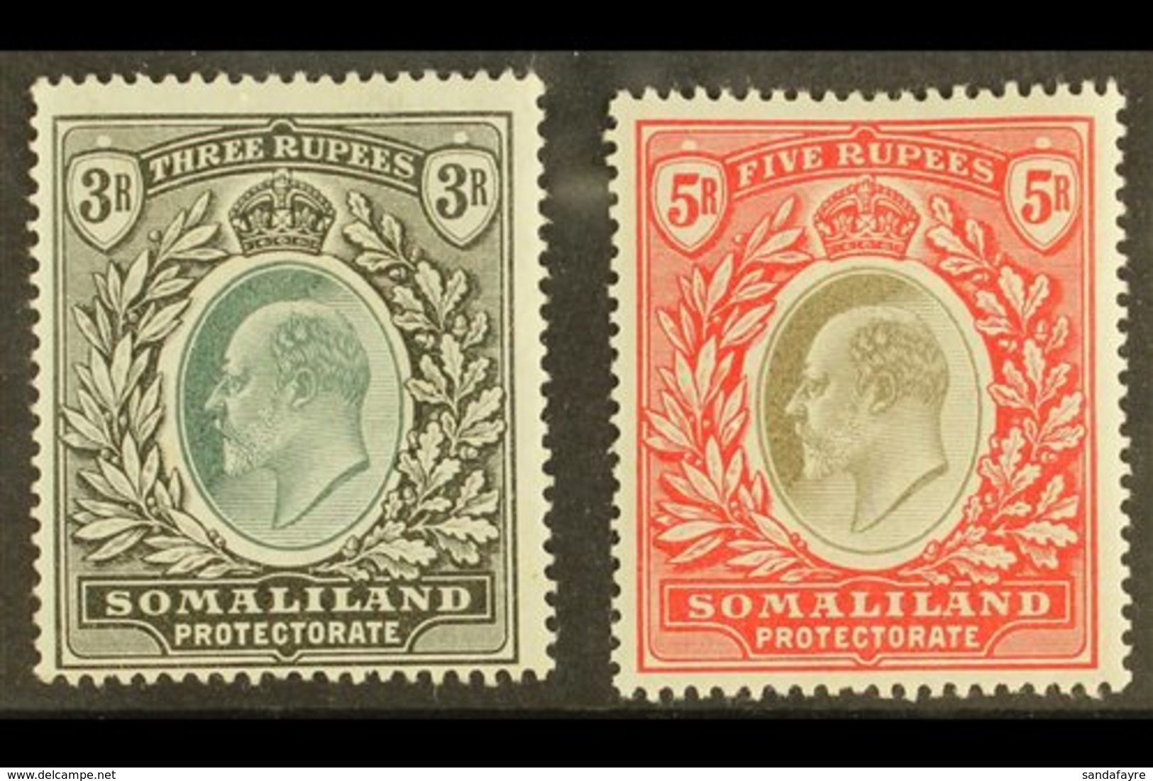 1904 KEVII 3R And 5R, SG 43/44 Fine Fresh Mint. (2 Stamps) For More Images, Please Visit Http://www.sandafayre.com/itemd - Somaliland (Protectorat ...-1959)