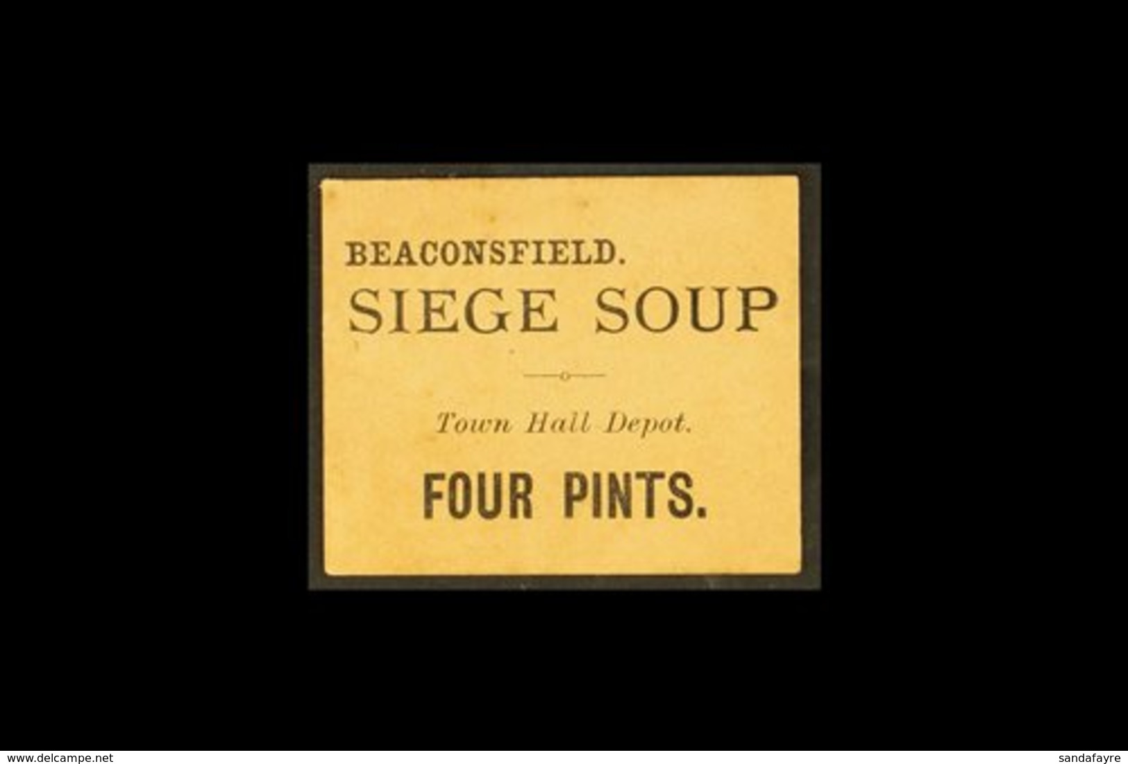 BOER WAR SIEGE NOTE - Siege Of Kimberley, Beaconsfield Suburb, Black On Beige, Soup Ticket For Four Pints At The "Town H - Zonder Classificatie