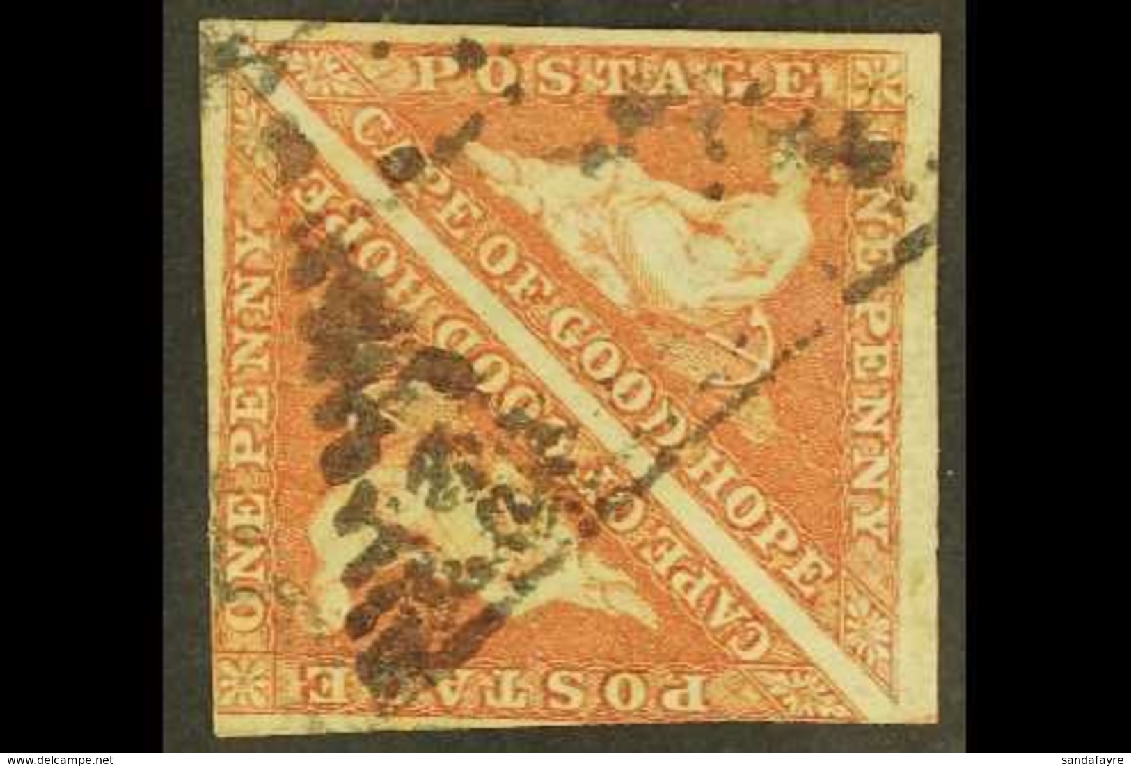 CAPE 1853 1d Brown-red, On Slightly Blued Paper, PAIR, SG 3a, Good To Fine Used, Margins Touch One Stamp, Other Full Mar - Ohne Zuordnung