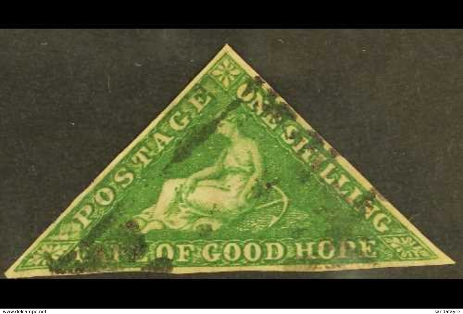 CAPE 1855-63 1s Bright Yellow-green, White Paper, SG 8, Good To Fine Used, Three Margins, Cat.£300. For More Images, Ple - Non Classés