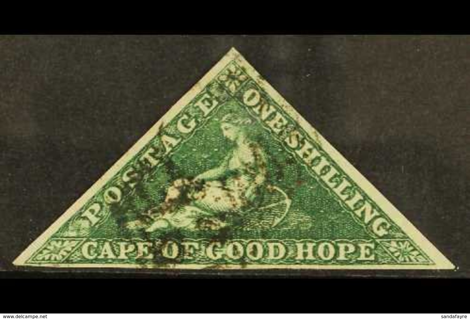 CAPE OF GOOD HOPE 1855-63 1s Deep Dark Green Triangular, SG 8b, Fine Used With 3 Good Neat Margins & Fresh Original Colo - Unclassified