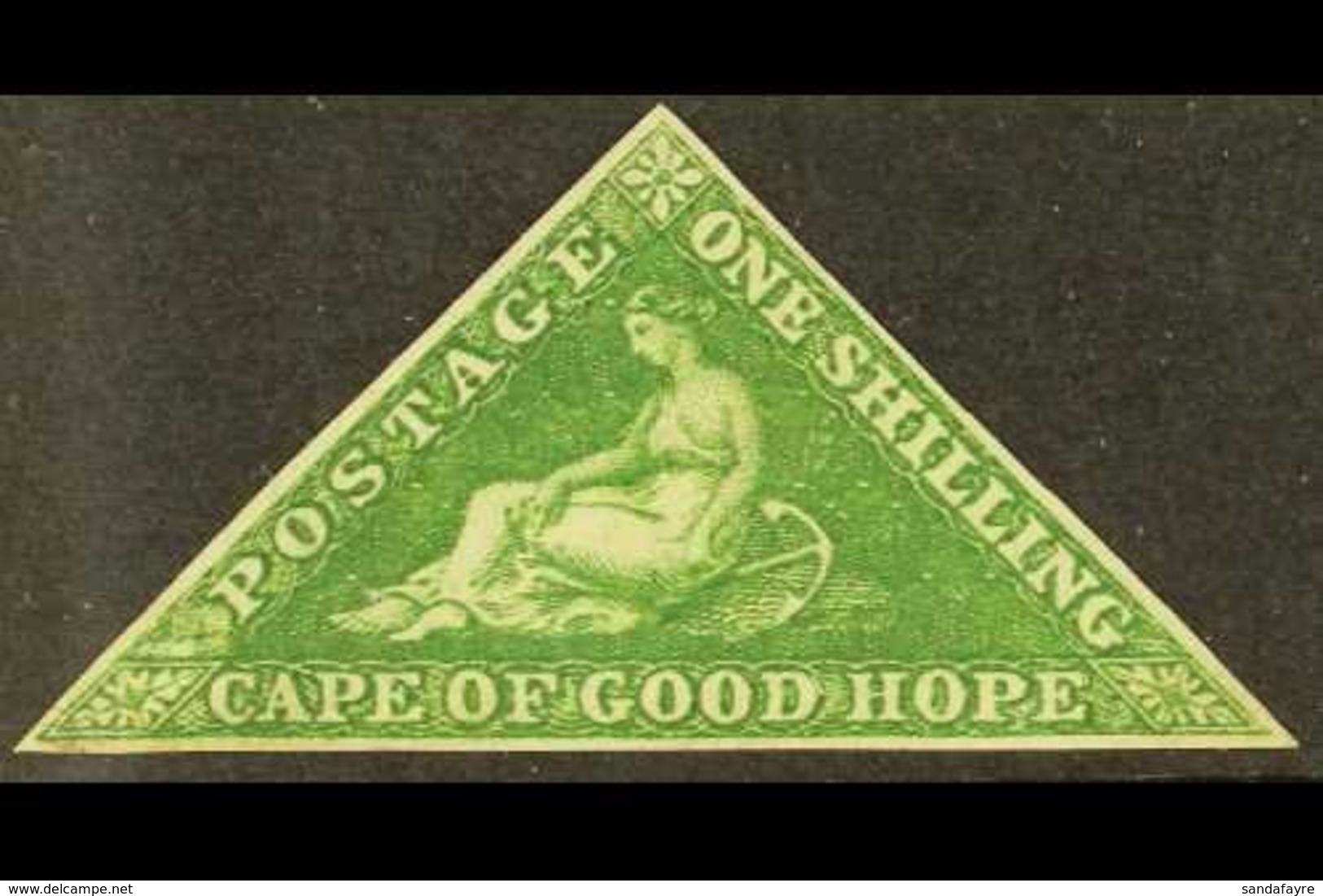 CAPE OF GOOD HOPE 1855 - 63 1s Bright Yellow Green Triangular, SG 8, Unused Without Gum. A Spectacular Example With 3 Ma - Non Classés