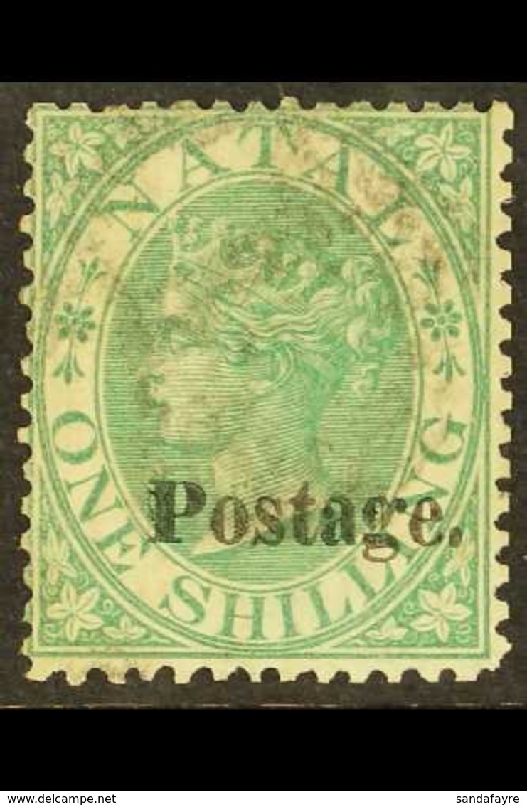 NATAL 1869 (wmk Crown CC) 1s Green Overprinted "Postage." (12.75mm Long), SG 37, Lightly Postmarked, Fine Condition. A R - Zonder Classificatie