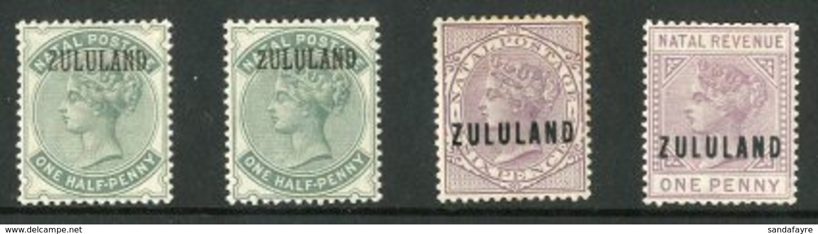 ZULULAND Overprints On Natal 1888 ½d Dull Green With And Without Stop, 1893 6d Dull Purple, And Postal Fiscal 1891 1d, F - Non Classés