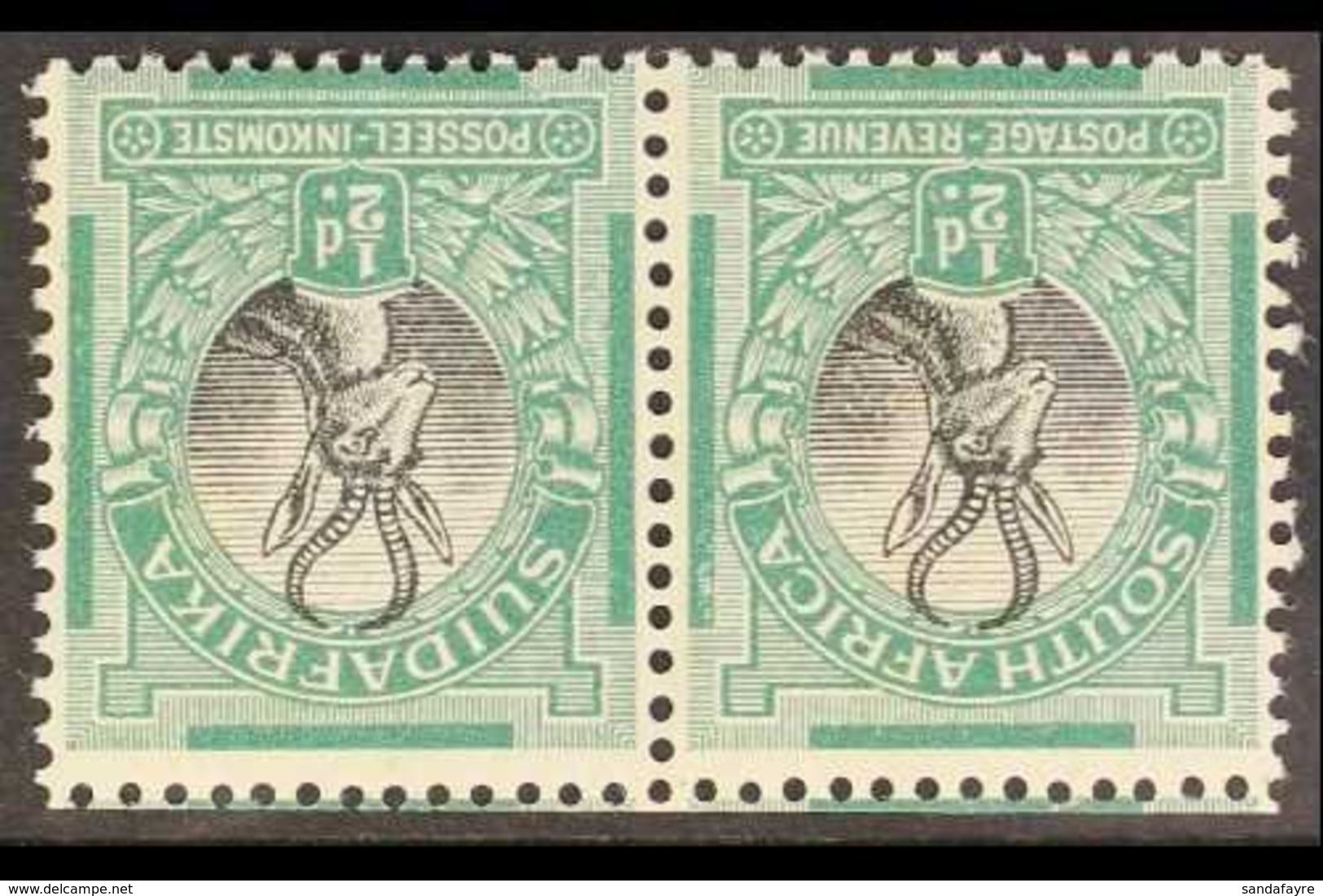 1926-27 ½d Black And Green, Perf 13½ X 14, Wmk Inverted (ex 1927 Booklet), SG 30ew, Horizontal Pair Never Hinged Mint. F - Zonder Classificatie