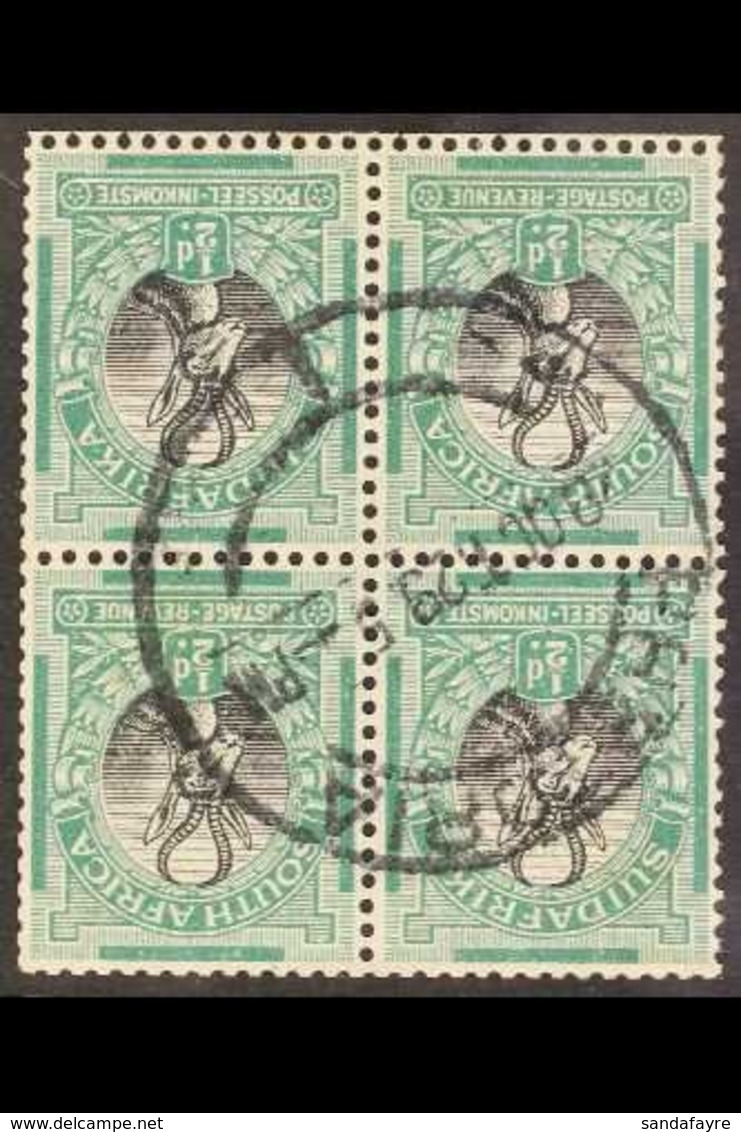 1926-27 ½d Black And Green, Perf 13½ X 14, Wmk Inverted (ex 1927 Booklet), SG 30ew, BLOCK OF FOUR Fine Used With Central - Unclassified