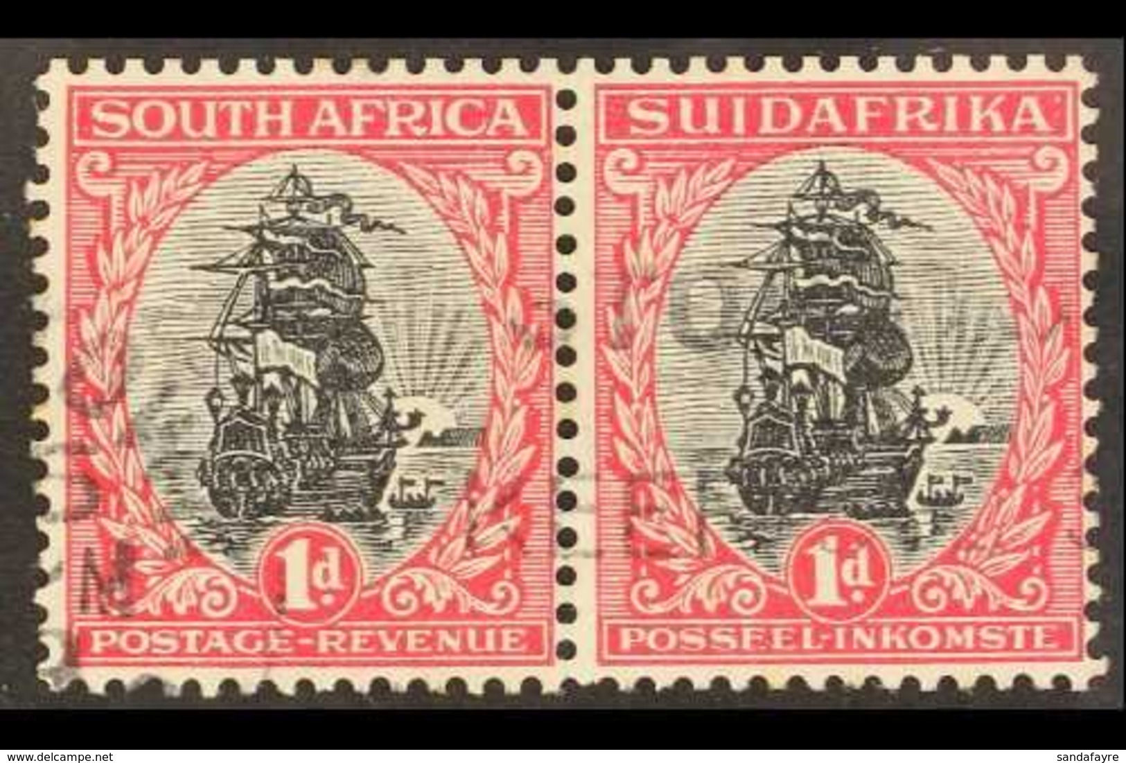 1926-27 1d Black And Carmine, Perf 13½ X 14, Wmk Upright (ex 1927 Booklet), SG 31e, Fine Used Horizontal Pair. For More  - Zonder Classificatie