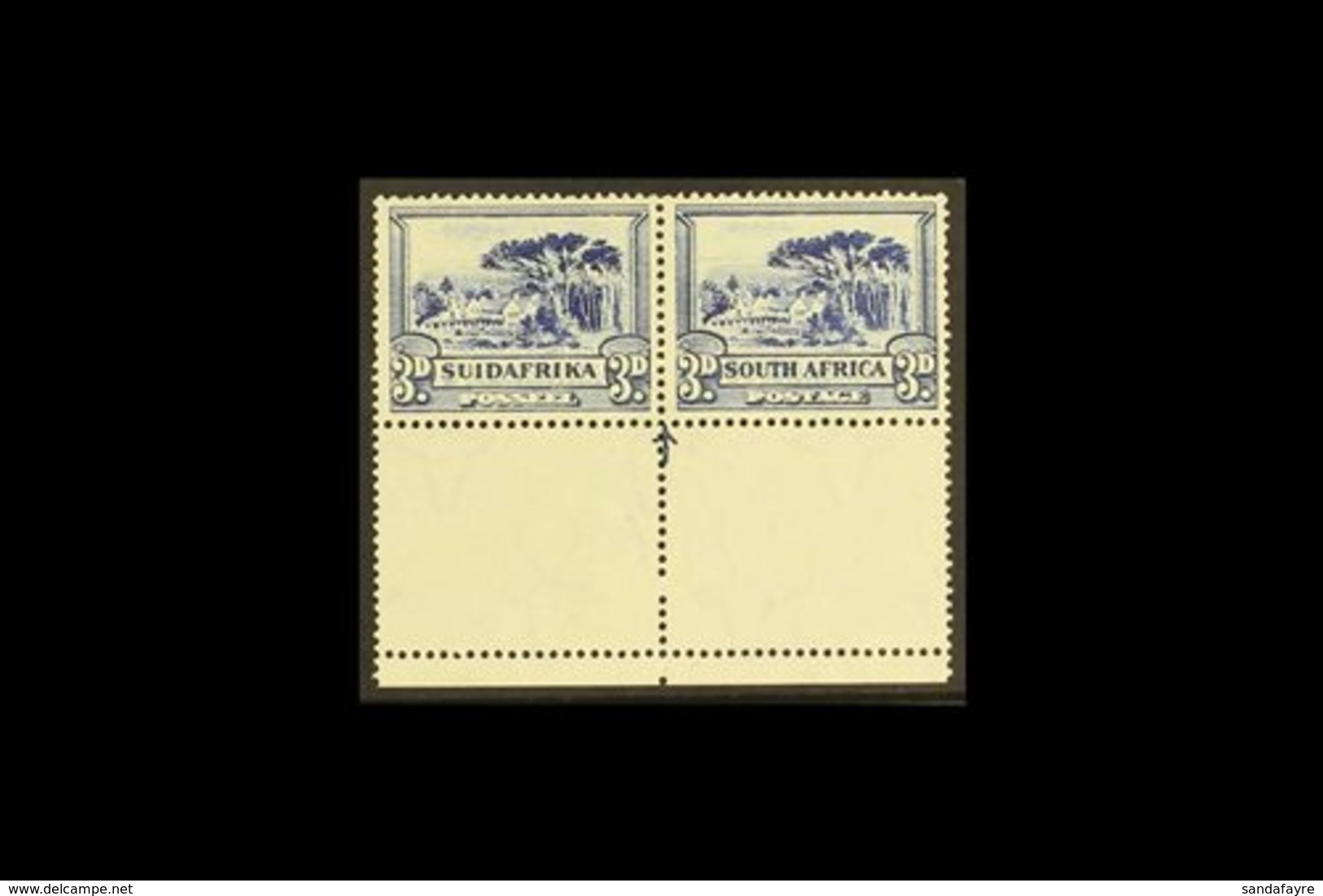 1930-44 3d Blue, Watermark Upright, Issue 2, Lower Margin Arrow Pair Without Window Flaw, SG 45d, Never Hinged Mint. For - Unclassified