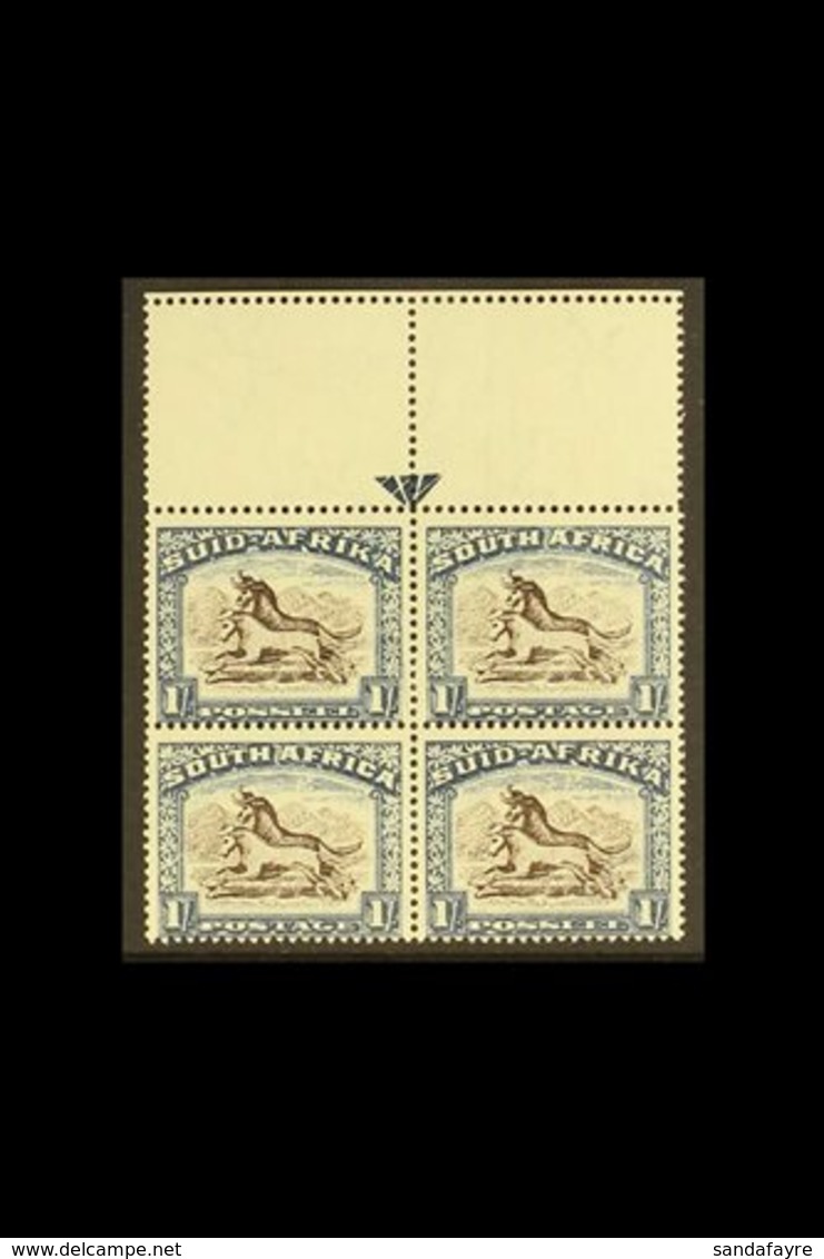 1933-48 1s Sepia & Dull Blue, Issue 3, Upper Marginal, ARROW BLOCK OF 4, SG 62, Lightly Hinged In Margin Only, Stamps Ne - Sin Clasificación