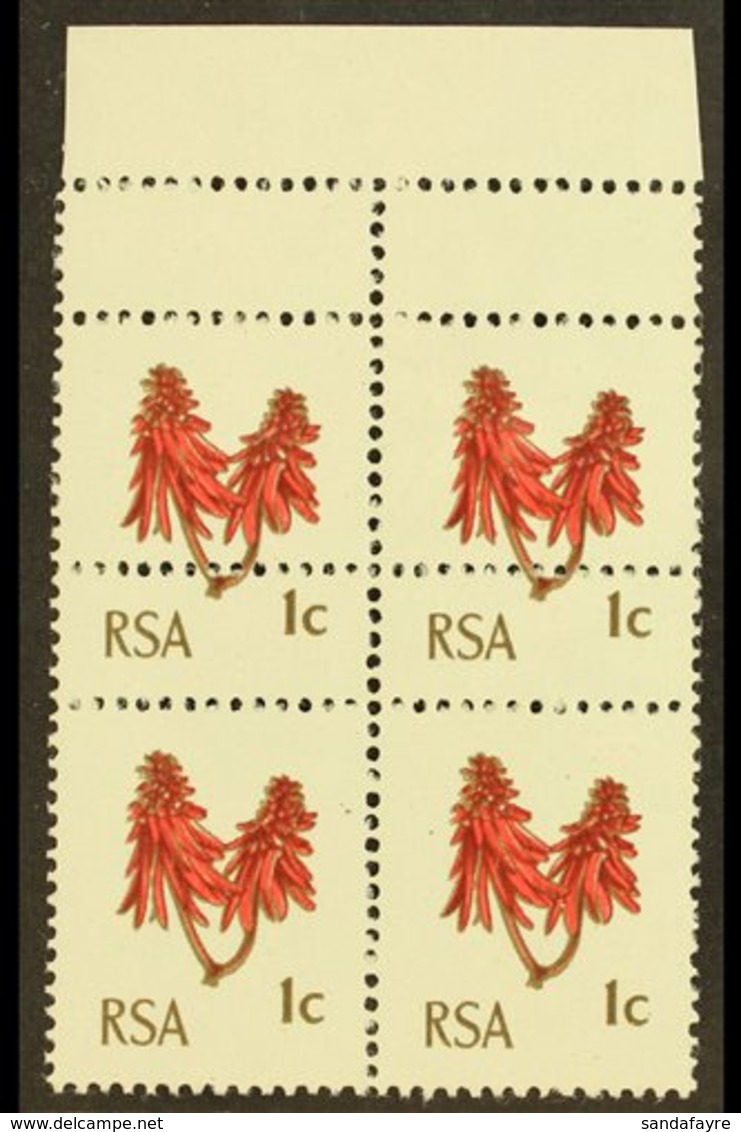 RSA VARIETY 1969 1c Rose-red & Olive-brown, Block Of 4 With EXTRA STRIKE OF COMB PERFORATOR, SG 277, Never Hinged Mint.  - Unclassified