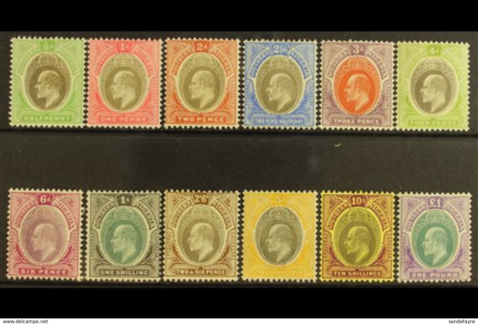 1904-09 KEVII Definitive Set, SG 21/32ab, Some Light Tone To Some Low Values, 10s & £1 Very Fine Mint (12 Stamps) For Mo - Nigeria (...-1960)