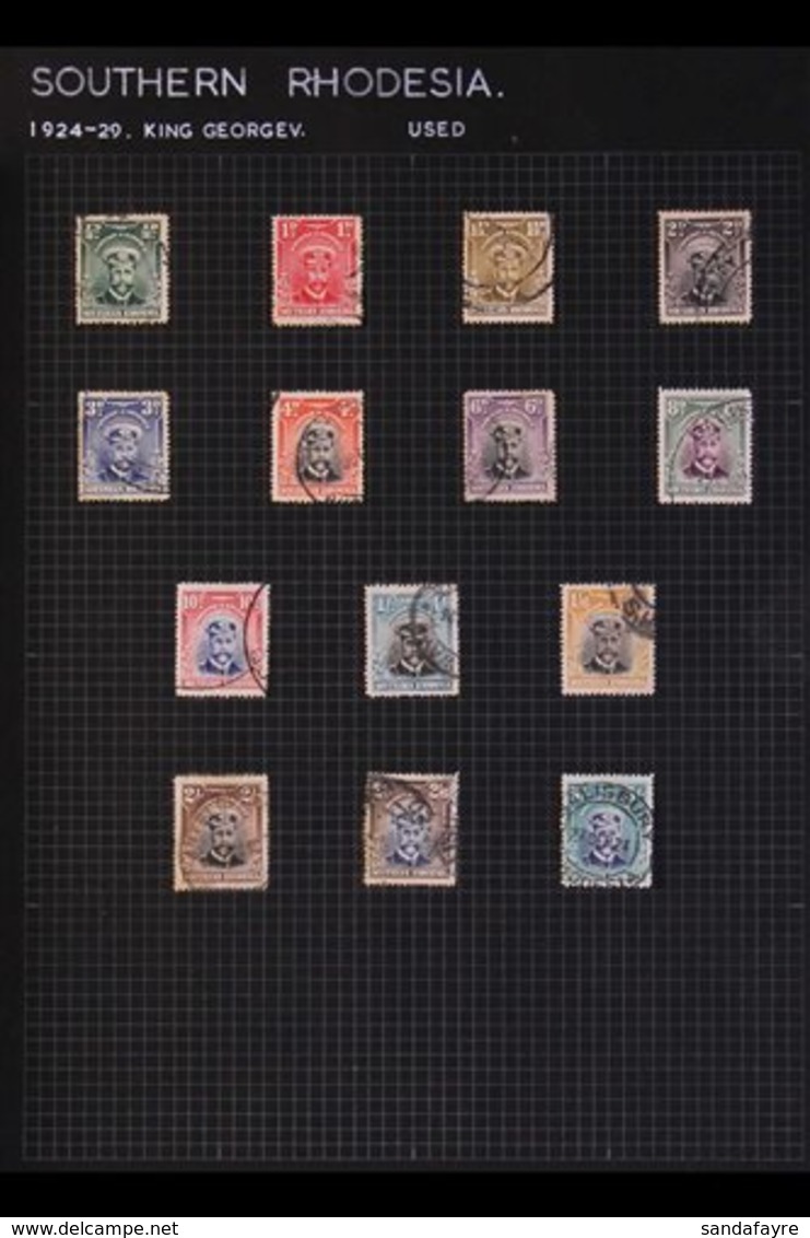 1924-64 USED COLLECTION On Album Pages, We See 1924-9 KGV "Admiral" Defins Set, 1931-7 "Field Marshal" Set With Addition - Zuid-Rhodesië (...-1964)