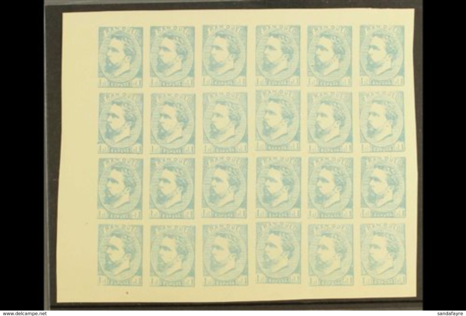 CARLIST ISSUES 1873 BASQUE REGION 1r Pale Blue (reprint) Imperf Block Of 20, As Edifil 156a, SG 1a, Fine Mint With Most  - Other & Unclassified