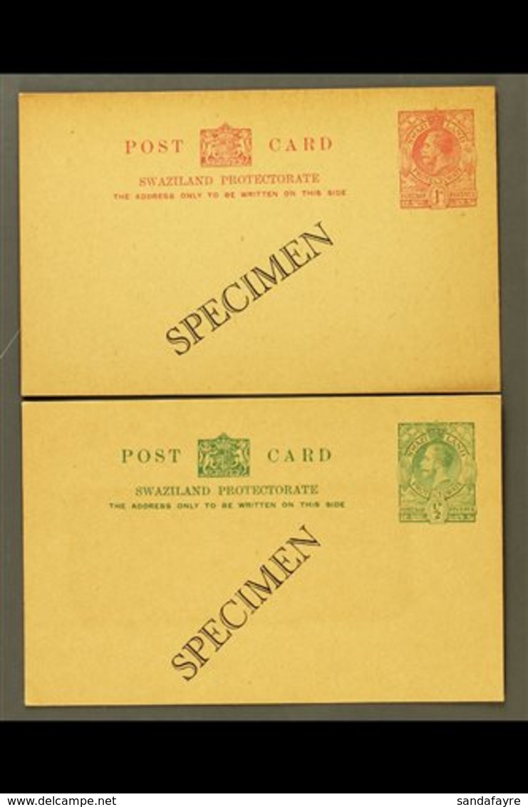 POSTAL STATIONERY 1932-5 KGV  ½d Green & 1d Carmine Postcards, H&G 1/2, Both Unused With "SPECIMEN" Overprints (2). For  - Swasiland (...-1967)