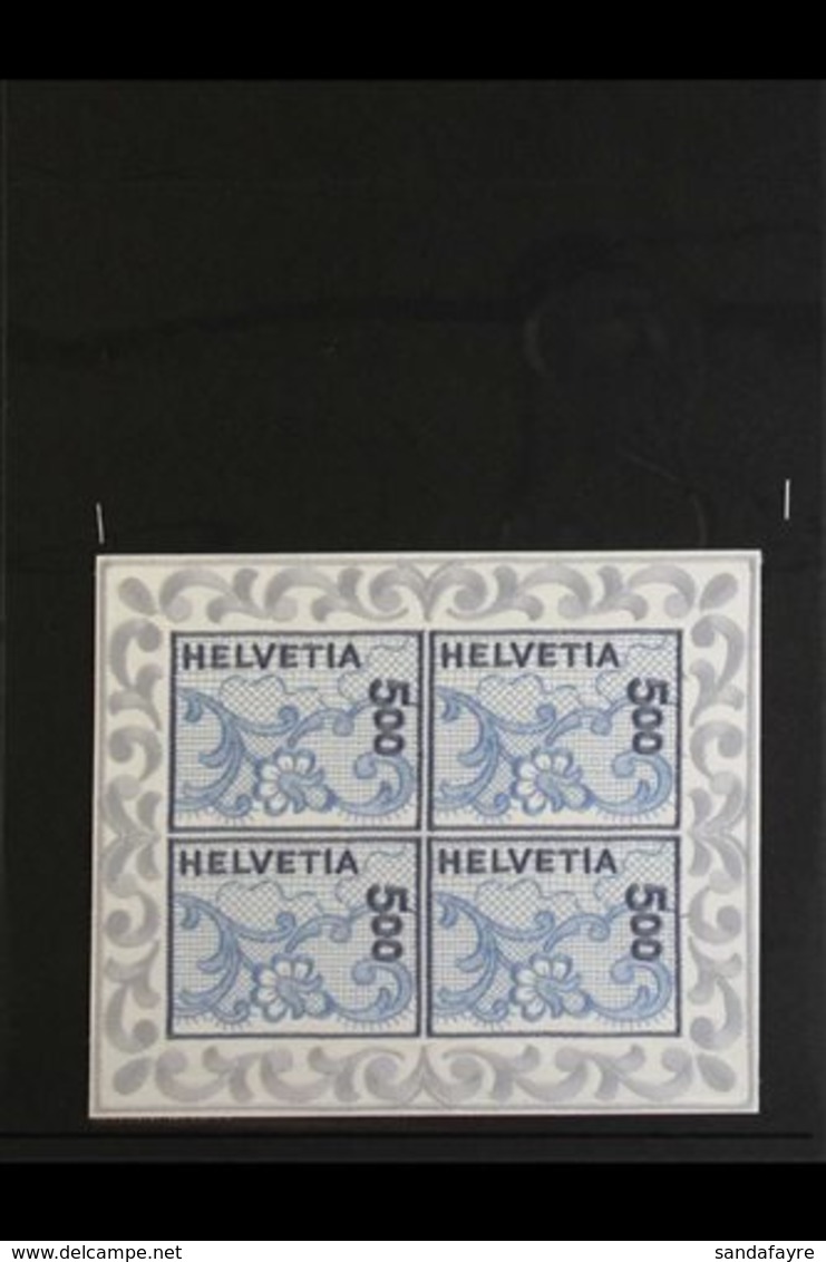 2000 5f Cobalt & Slate Blue, St Gallen Embroidery Self Adhesive Mini Sheet, SG MS 1461, (Mi 1726 Kleinbogen), Never Hing - Andere & Zonder Classificatie