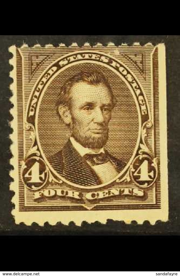 1894 4c Dark Brown, Lincoln, No Watermark, Scott 254, Never Hinged Mint, Centred High, Straight Edge. For More Images, P - Sonstige & Ohne Zuordnung