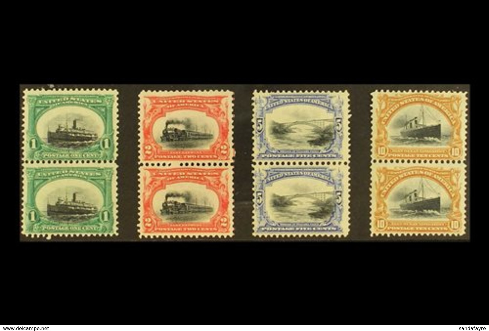 1901 Pan-American Exposition 1c, 2c 5c And 10c (Scott 294/95, 297 & 299, SG 300/01, 303 & 305) In Fine Mint Vertical Pai - Otros & Sin Clasificación