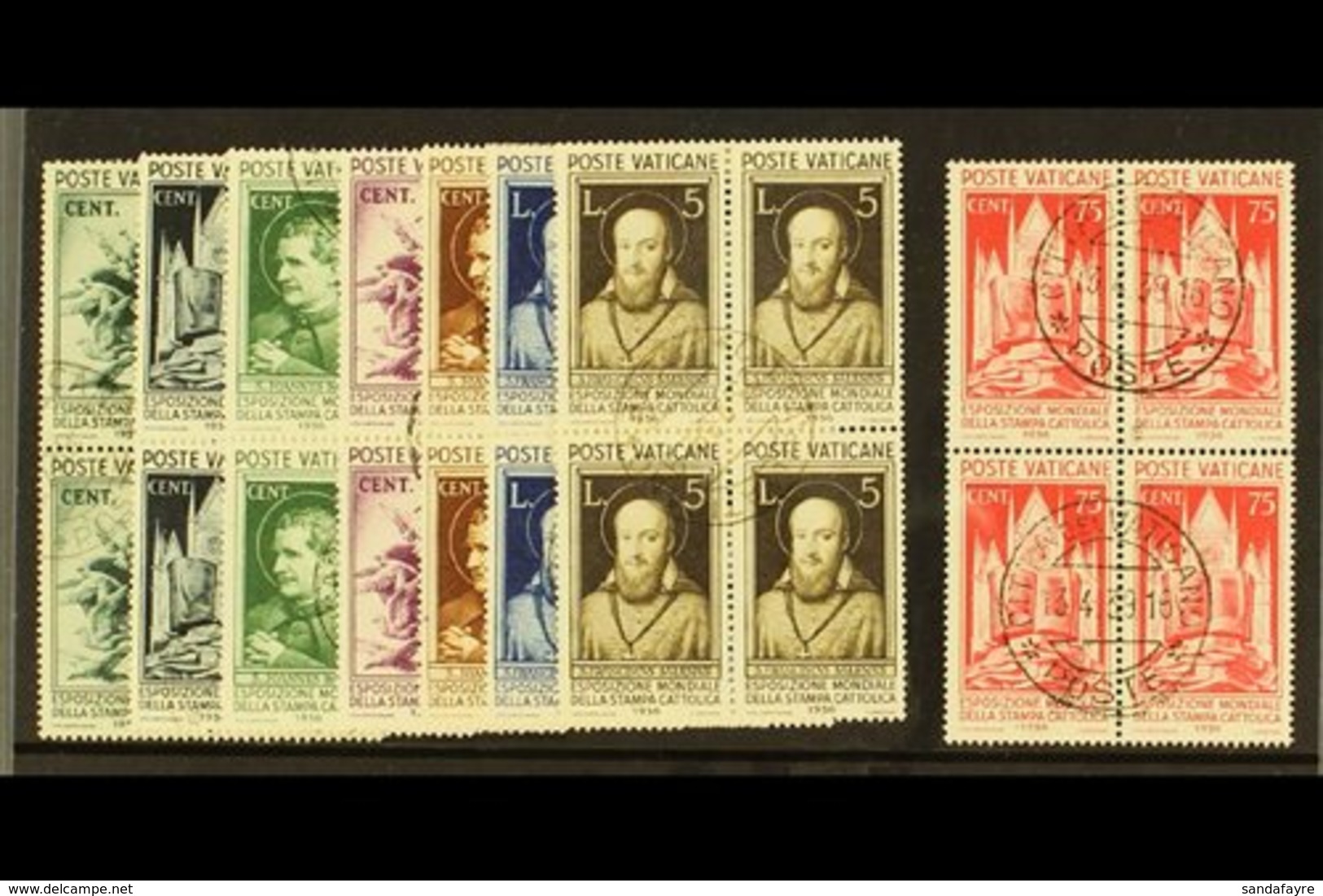 1936 Catholic Press Complete Set In BLOCKS OF FOUR, Mi 51/8, Very Fine Used (8 Blocks / 32 Stamps). For More Images, Ple - Otros & Sin Clasificación