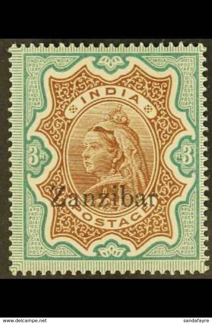1895-96 3r Brown & Green, SG 20, Very Fine Mint For More Images, Please Visit Http://www.sandafayre.com/itemdetails.aspx - Zanzibar (...-1963)