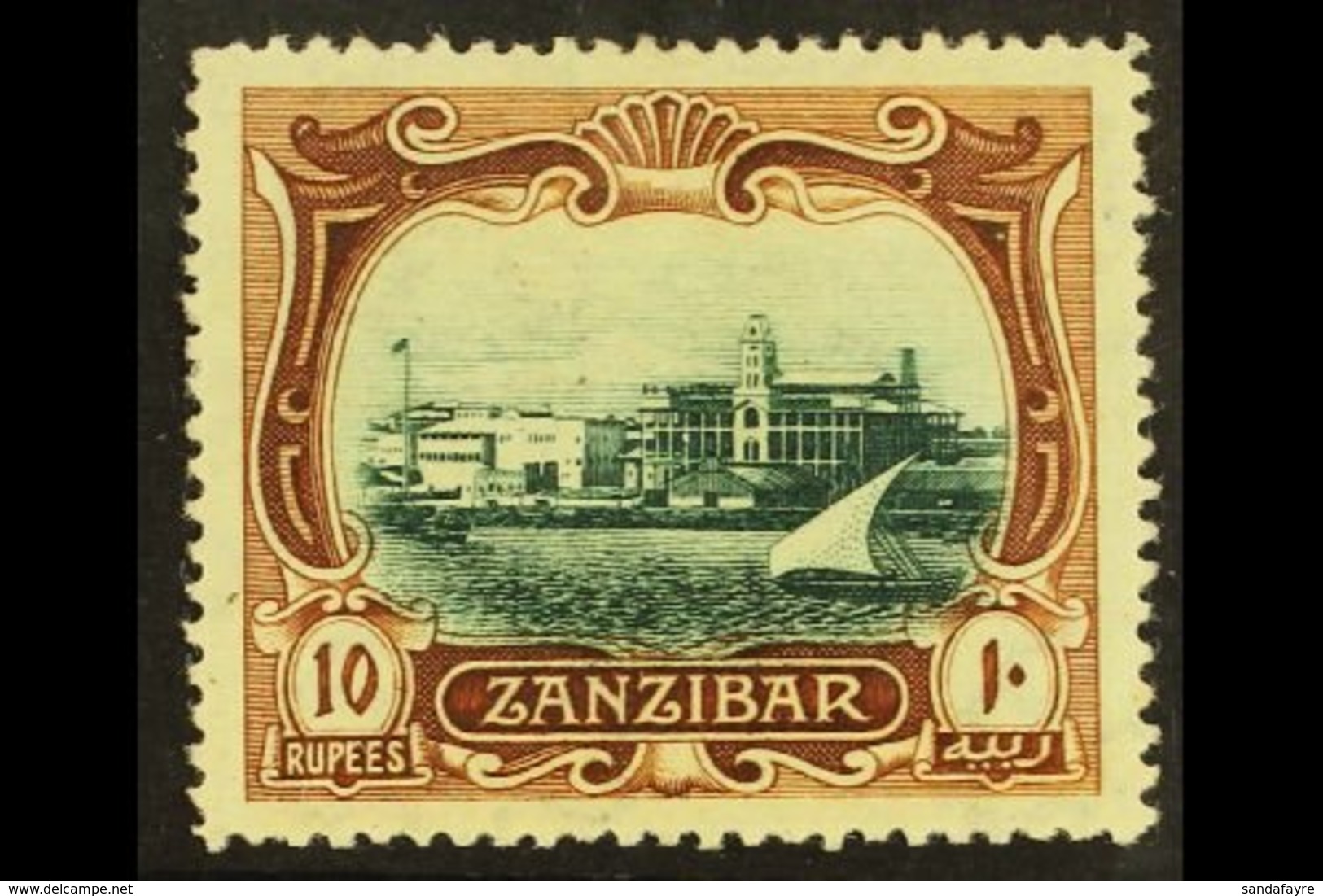 1908 10r Blue Green And Brown View Of Port, SG 239, Very Fine And Fresh, Well Centered Mint For More Images, Please Visi - Zanzibar (...-1963)