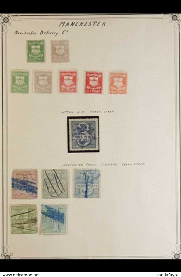 DELIVERY COMPANY STAMPS - MANCHESTER Mint And Used Collection On An Old Album Page. With Manchester Delivery Company, Su - Autres & Non Classés