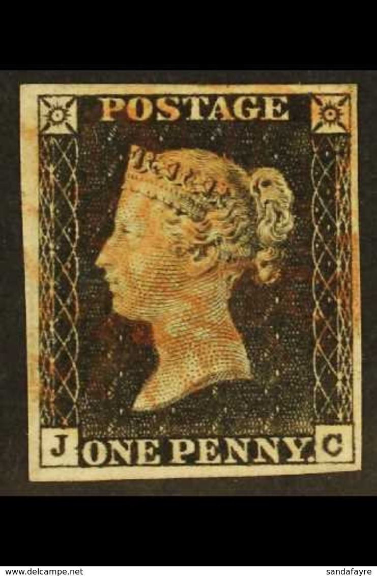 1840 1d Black 'JC' Plate 1a, SG 2, Used With 4 Neat Margins & Red MC Cancellation. Fresh & Attractive. For More Images,  - Ohne Zuordnung