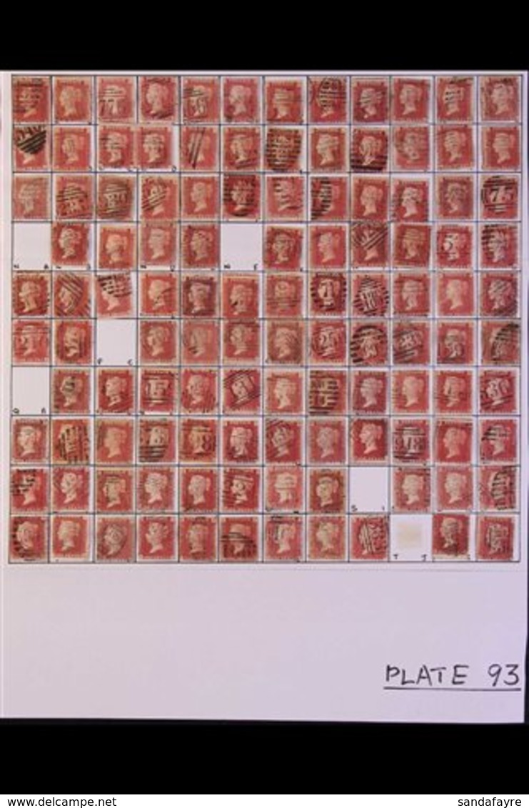 1858-79 PENNY RED PLATE RECONSTRUCTIONS. A Virtually Complete Reconstruction Of PLATES 90 TO 93, We See 910+ Stamps Of T - Sonstige & Ohne Zuordnung