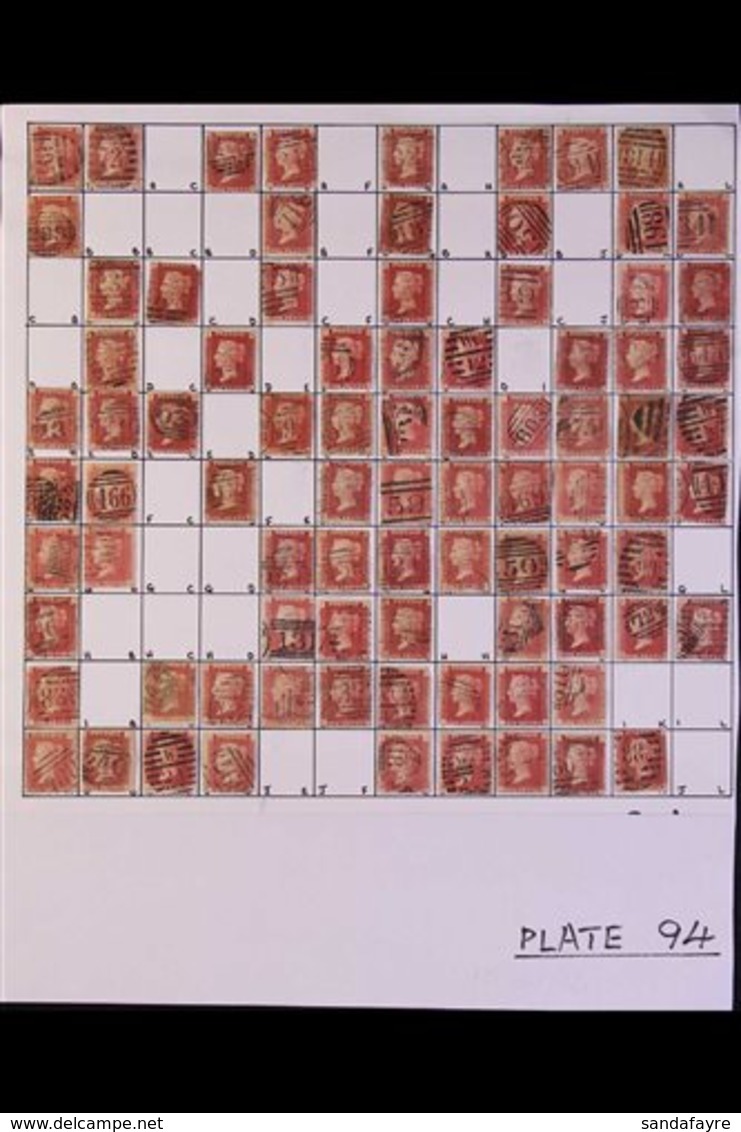 1858-79 PENNY RED PLATE RECONSTRUCTIONS. A Most Useful, Partial Reconstruction Of PLATES 94 TO 97, With 720+ Stamps Of T - Other & Unclassified