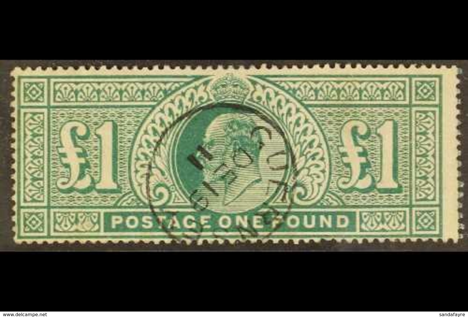 1911-13 £1 Deep Green Somerset House, SG 320, Used With Superb Single- Ring Guernsey Cds. For More Images, Please Visit  - Sin Clasificación