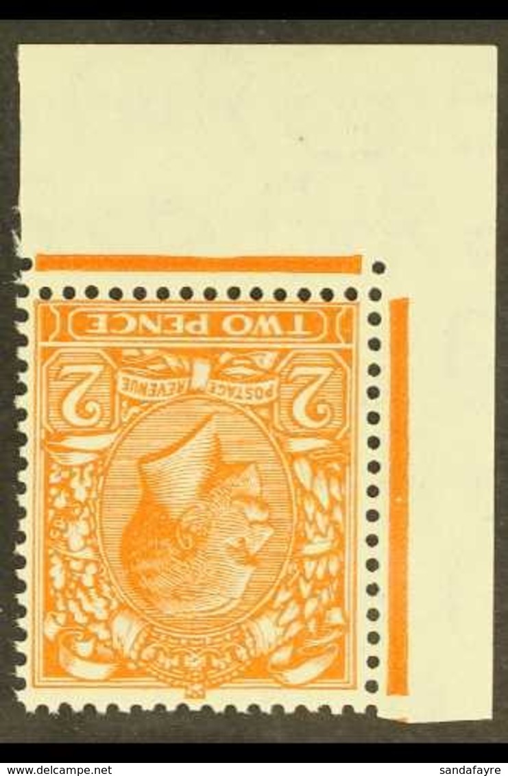1924-26 2d Orange, Die II, Wmk Block Cypher INVERTED, SG 421Wi, Never Hinged Mint, Corner Marginal Example. For More Ima - Unclassified
