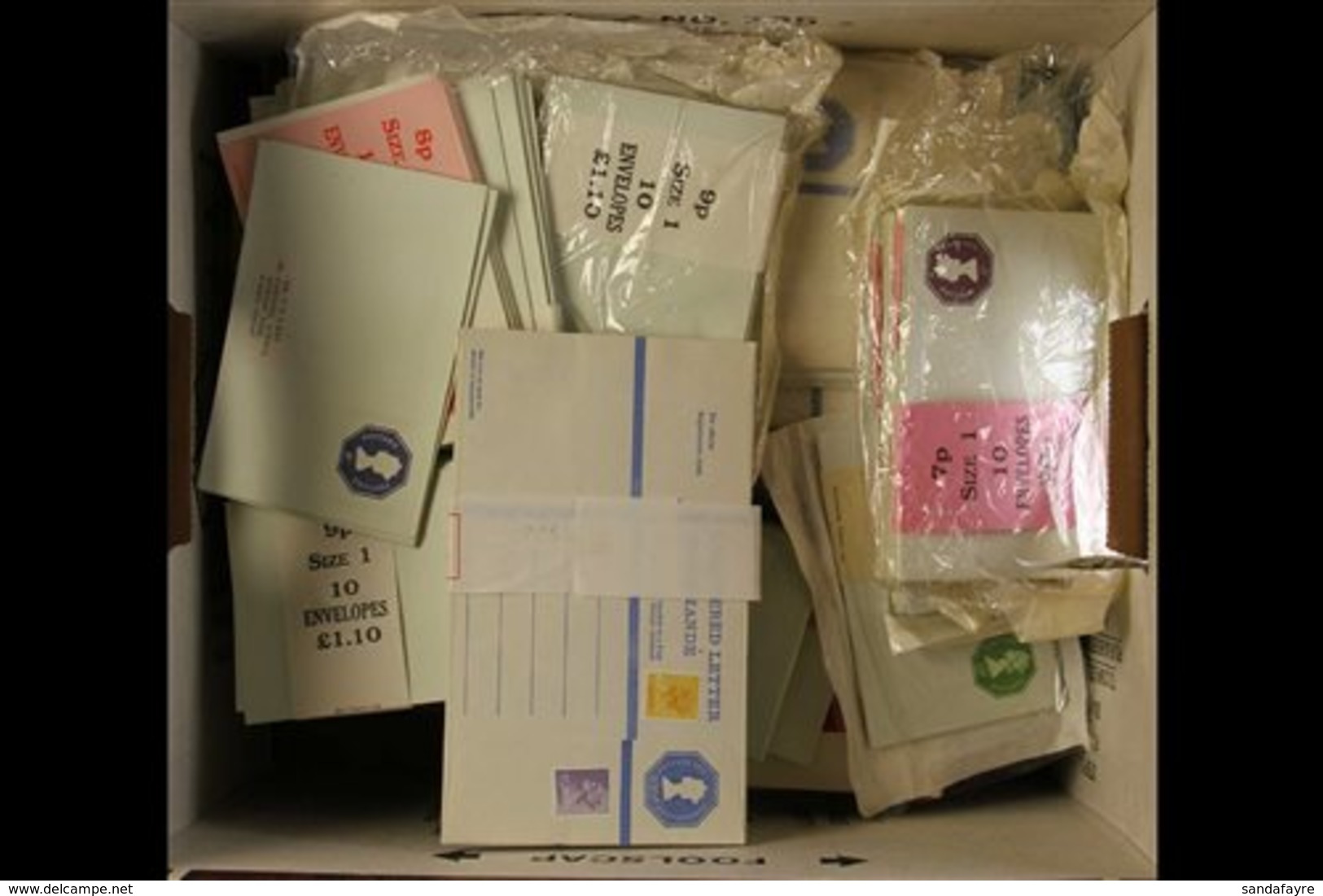 1970s-80's POSTAL STATIONERY ACCUMULATION. A Small Box Filled With Unused Aerogramme & Postal Stationery Pre-paid Envelo - Andere & Zonder Classificatie