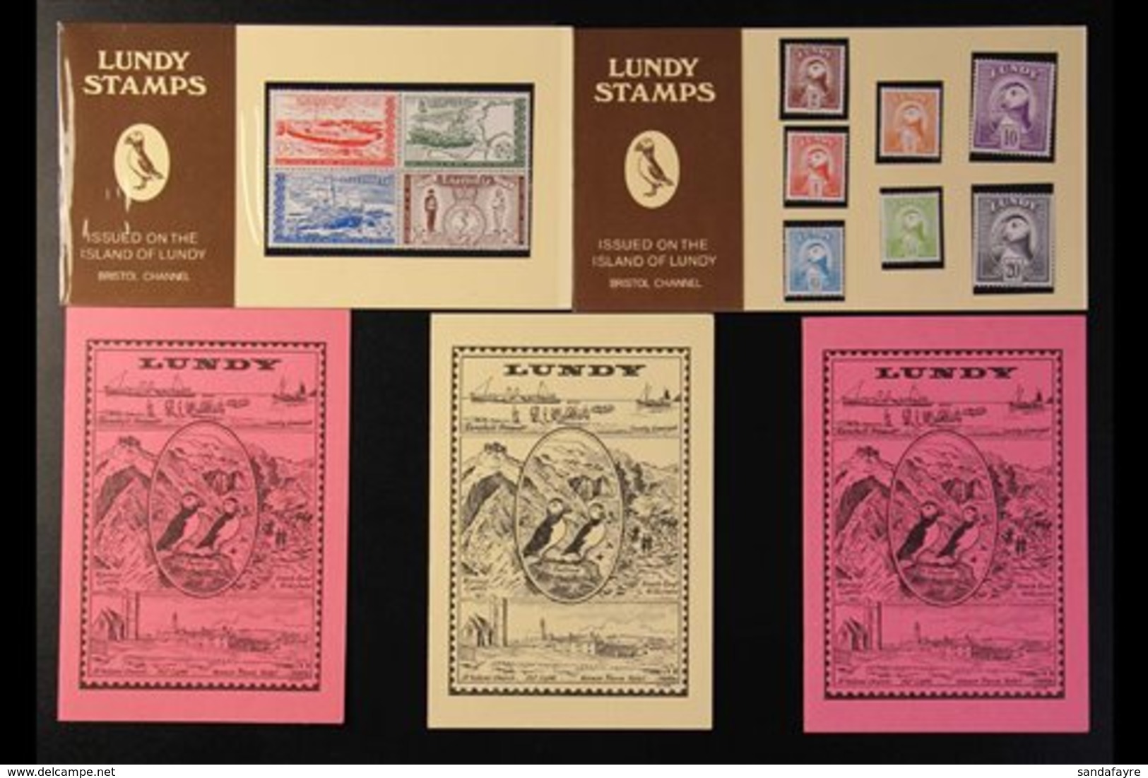 LUNDY ISLAND Mint Stamps In Presentation Folders And Packs. With Folders Containing 1957 2p To 9p Definitives, 1965 Chur - Other & Unclassified