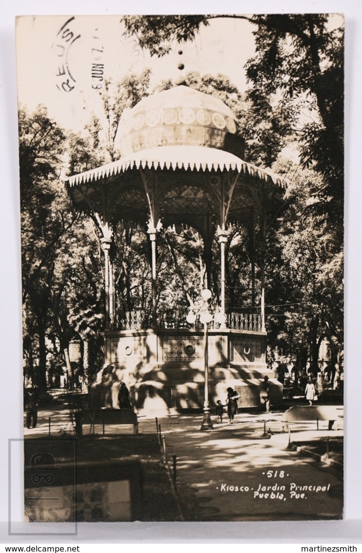 Original Photographic Postcard - Postal Mexico - Kiosco Jardin Principal - General Garden - Puebla - - México